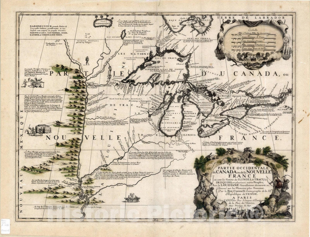 Map : Great Lakes 1687, Antique Vintage Reproduction