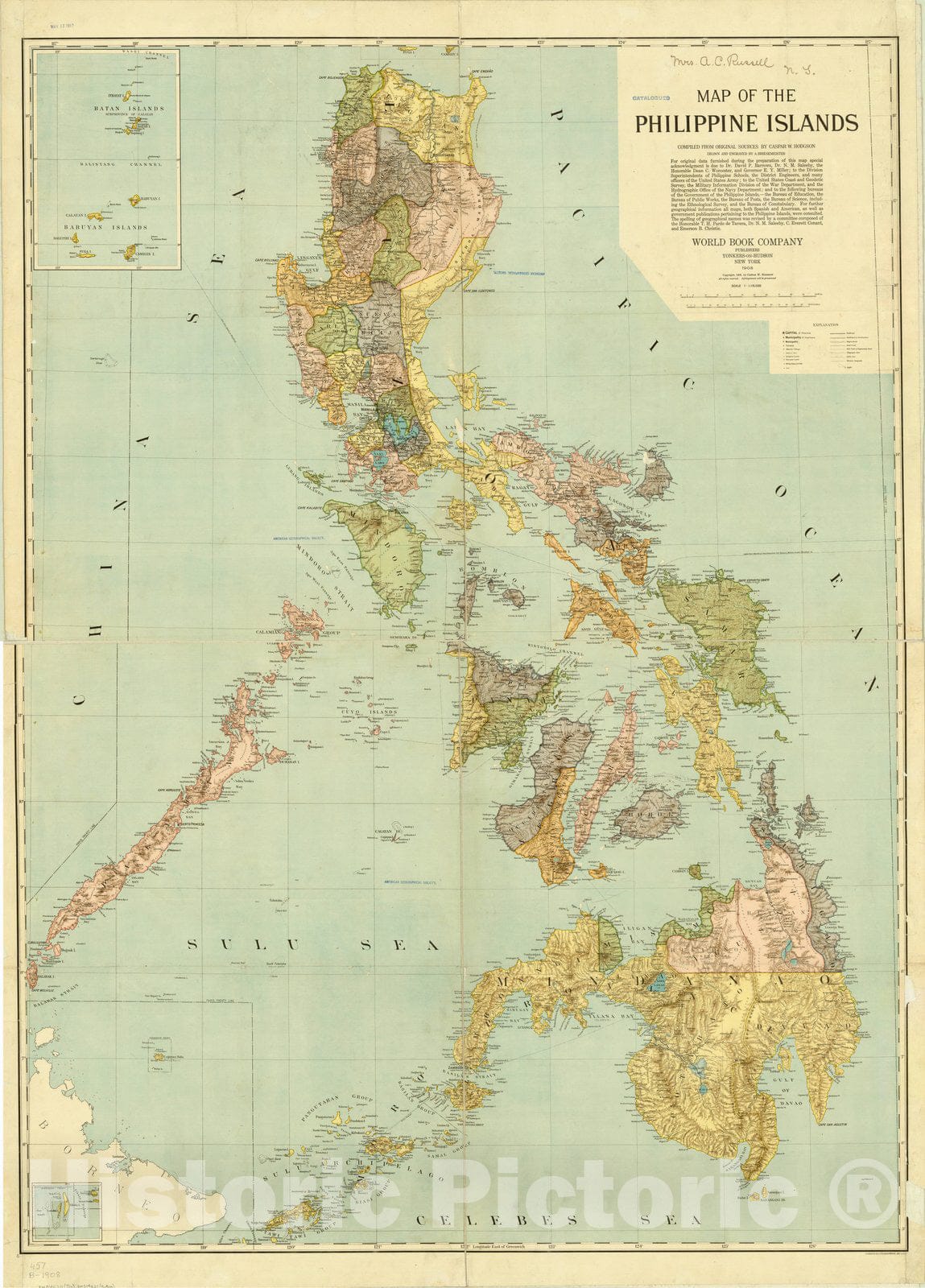 Map : Philippines 1908, Map of the Philippine Islands , Antique Vintage Reproduction