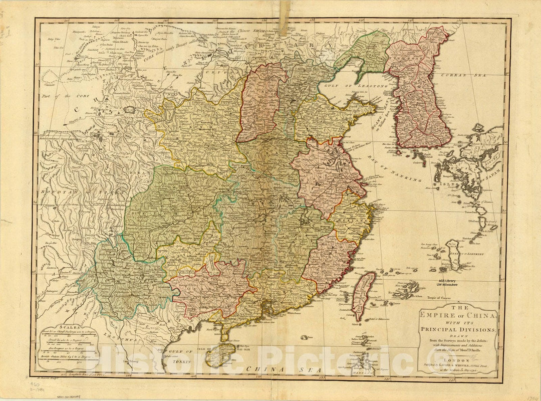 Map : China 1794, The empire of China, with its principal divisions , Antique Vintage Reproduction