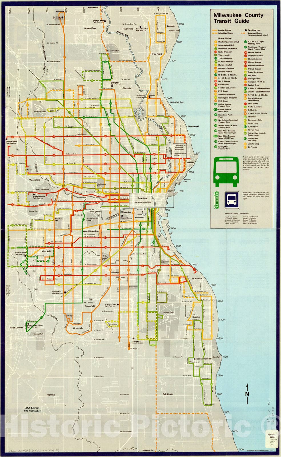 Map : Milwaukee County transit guide 1977, Milwaukee County transit guide , Antique Vintage Reproduction