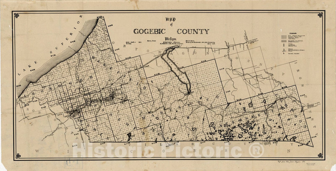 Map : Gogebic County (Michigan) 1923, Map of Gogebic County, Michigan , Antique Vintage Reproduction