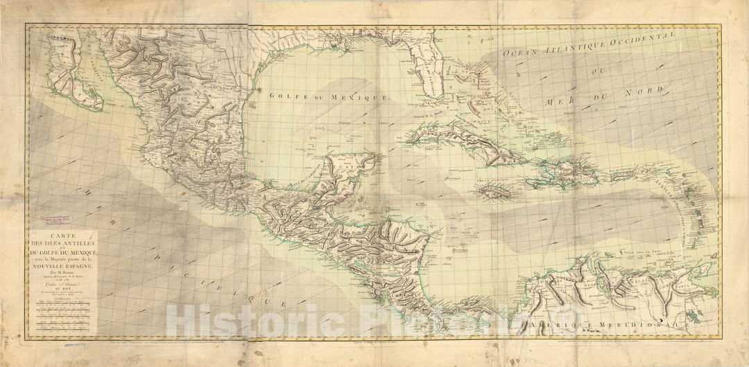 Map : Caribbean 1780, Carte des Isles Antilles et du Golfe du Mexique : avec la majeure partie de la Nouvelle Espagne , Antique Vintage Reproduction