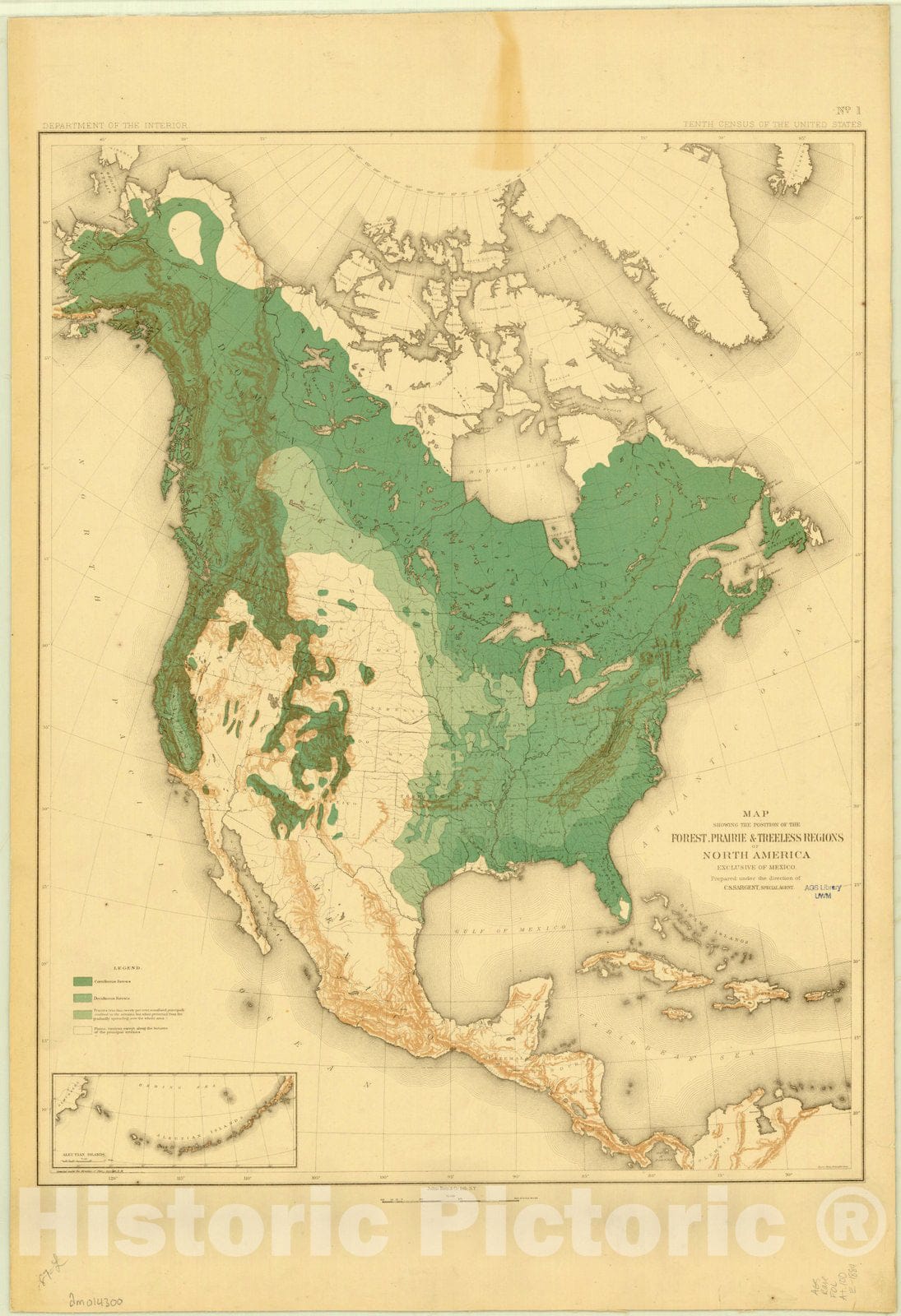 Map : North America Forest Trees 1884 1, Sixteen maps accompanying Report on forest trees of North America , Antique Vintage Reproduction