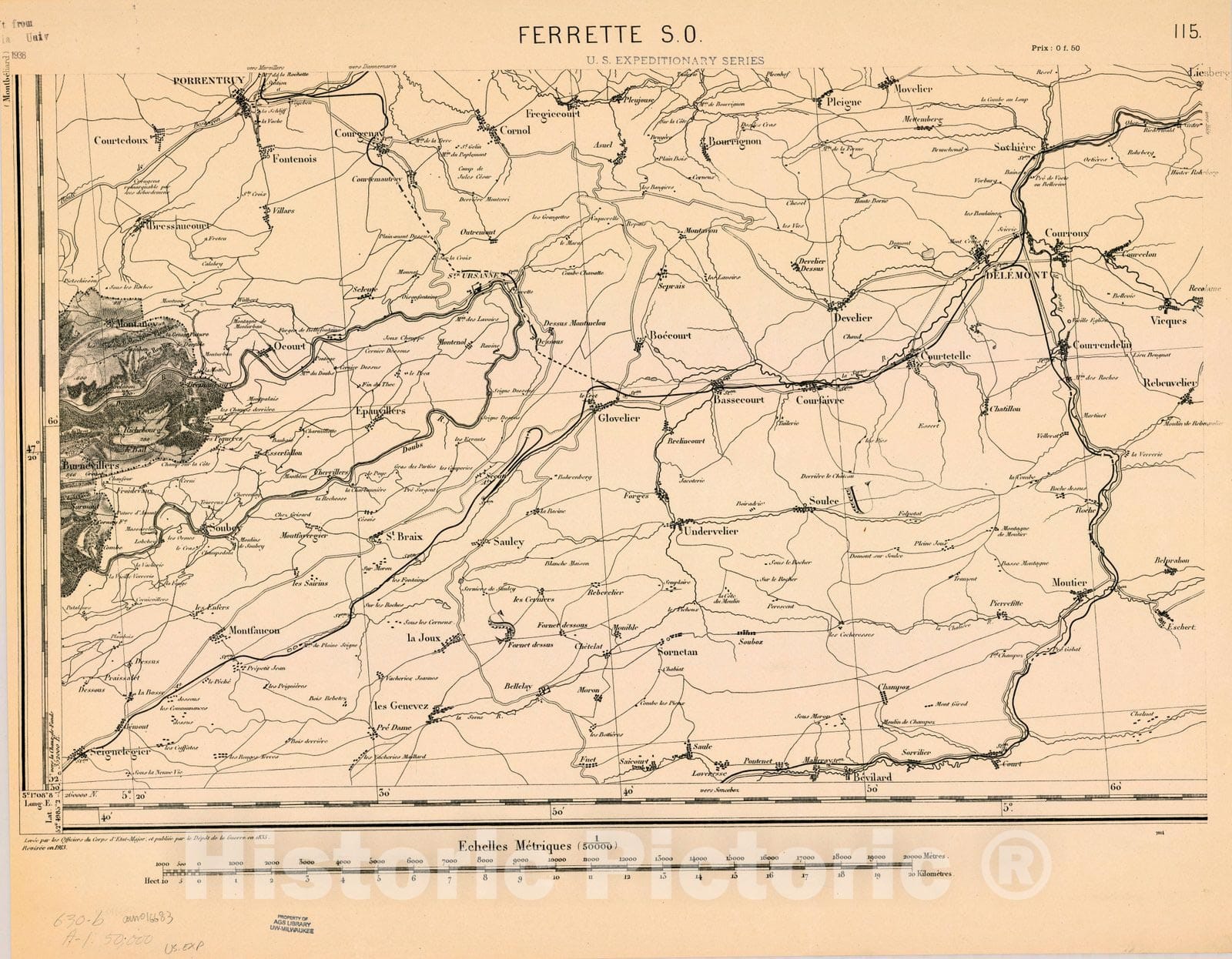 Map : France 1918- 1, [Topographic maps of France], Antique Vintage Reproduction