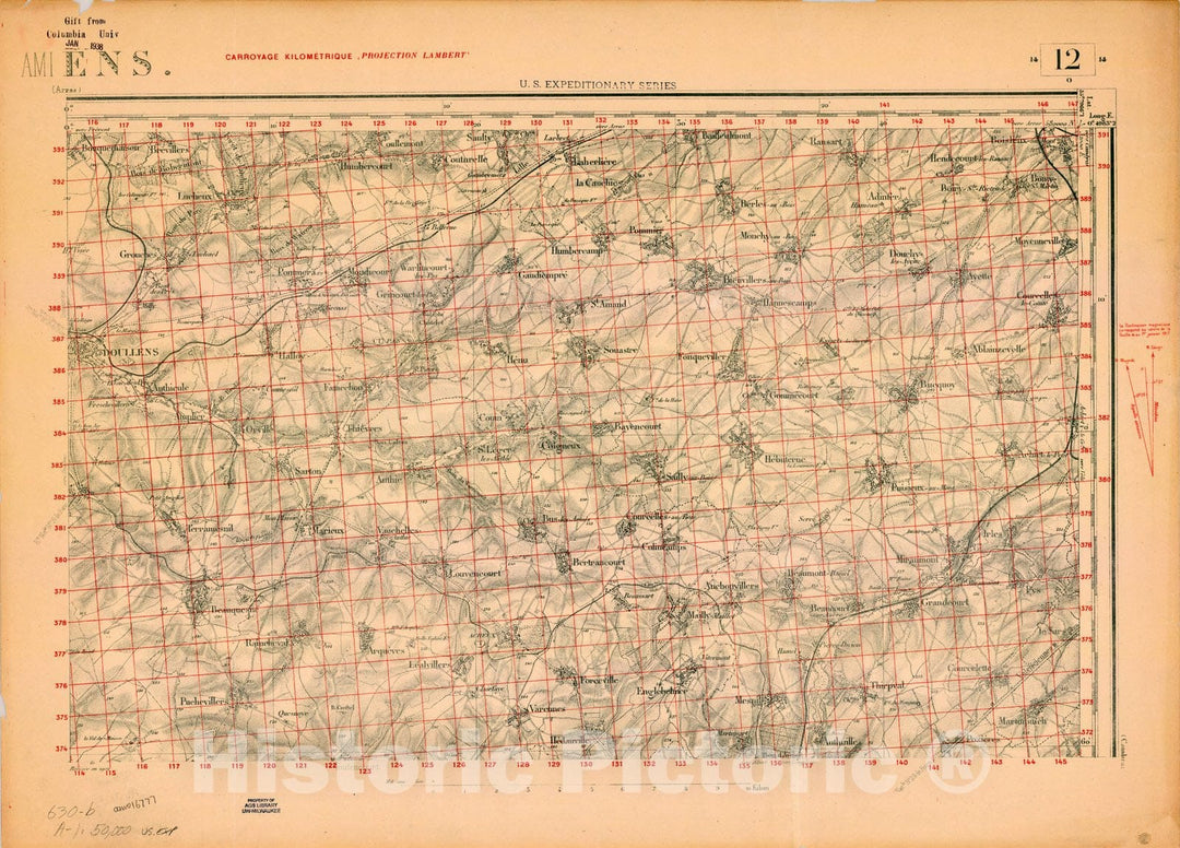 Map : France 1918- 105, [Topographic maps of France], Antique Vintage Reproduction