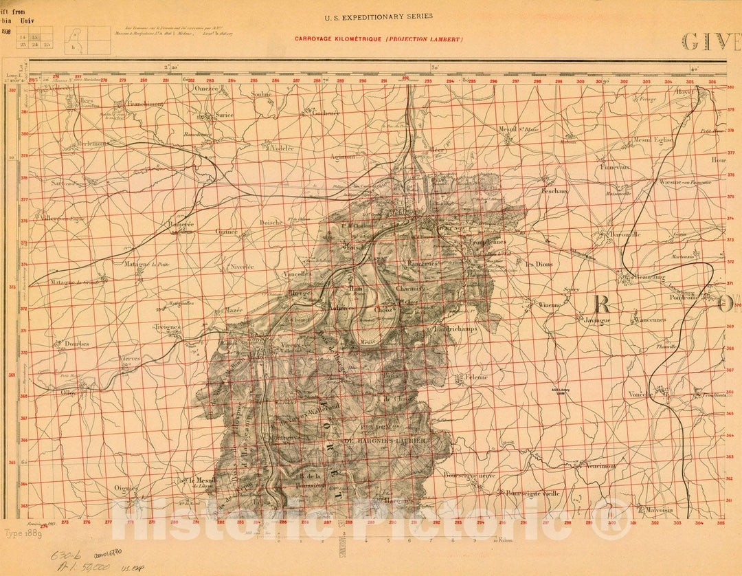 Map : France 1918- 127, [Topographic maps of France], Antique Vintage Reproduction