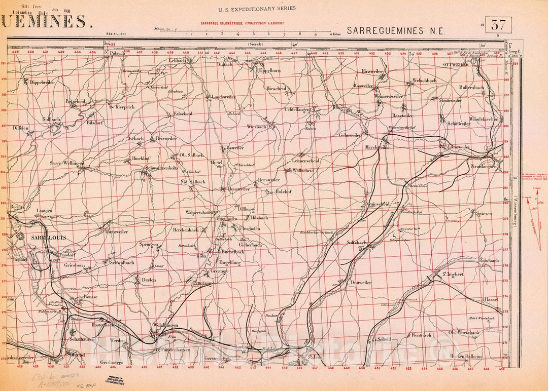 Map : France 1918- 138, [Topographic maps of France], Antique Vintage Reproduction