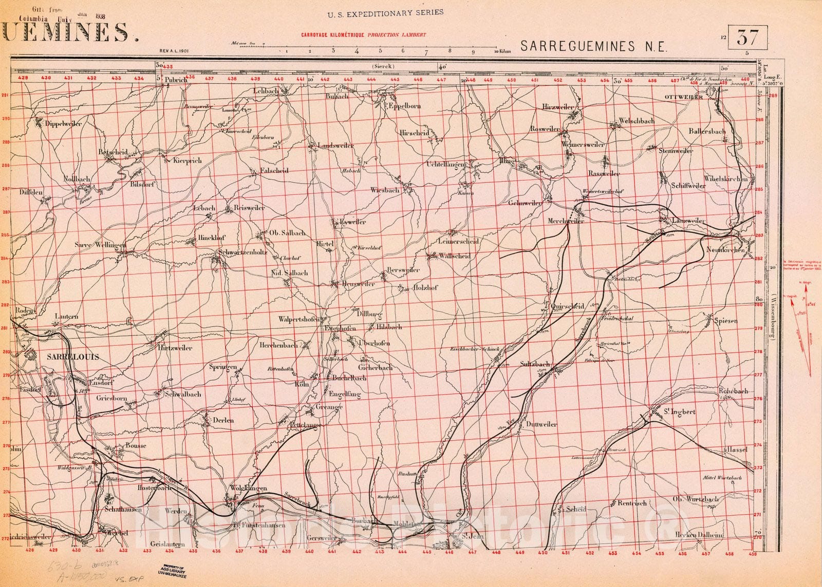 Map : France 1918- 138, [Topographic maps of France], Antique Vintage Reproduction