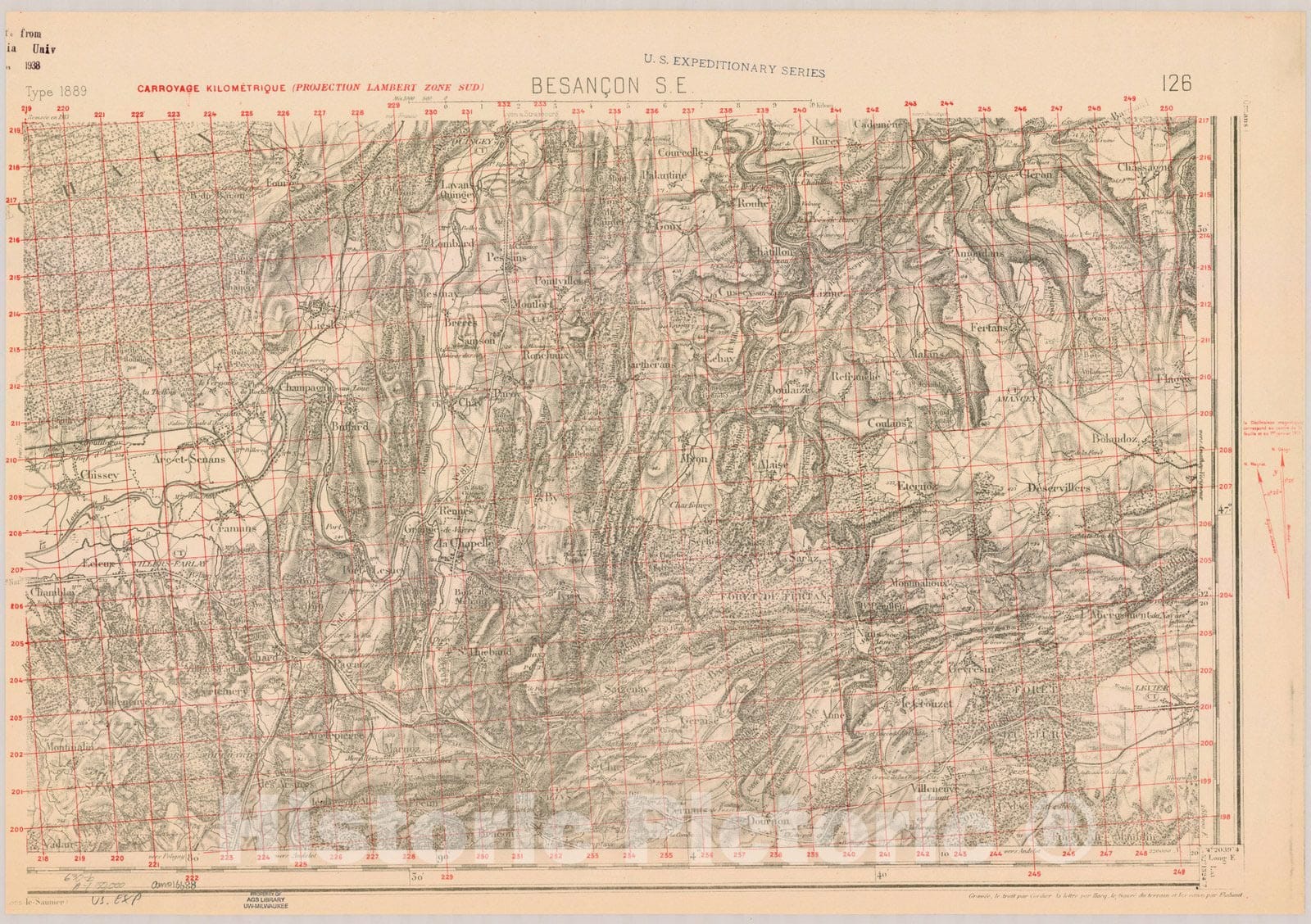 Map : France 1918- 194, [Topographic maps of France], Antique Vintage Reproduction