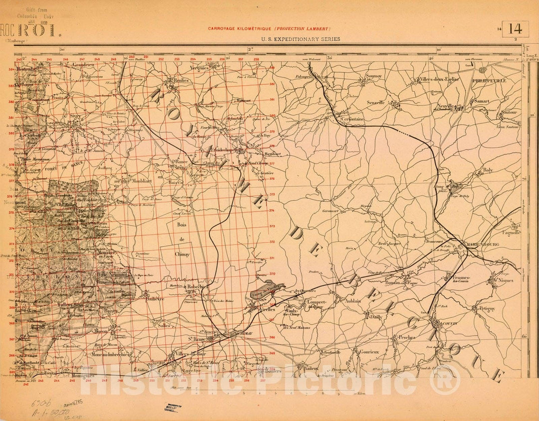 Map : France 1918- 171, [Topographic maps of France], Antique Vintage Reproduction