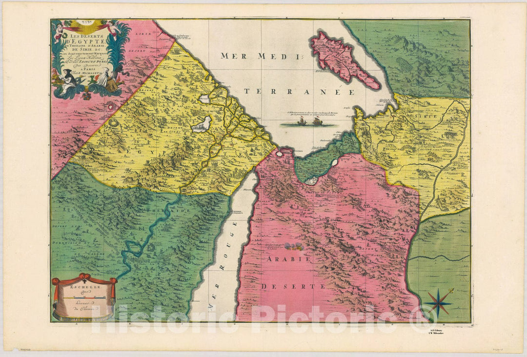 Map : Holy Land Maps #89, Les Deserts D'Egypte, De Thabaide D'Arabie, De Sirie, &c. : ou Sont exactement Marques Les Lieux Habitez Par Les Saincts Peres Des Deserts