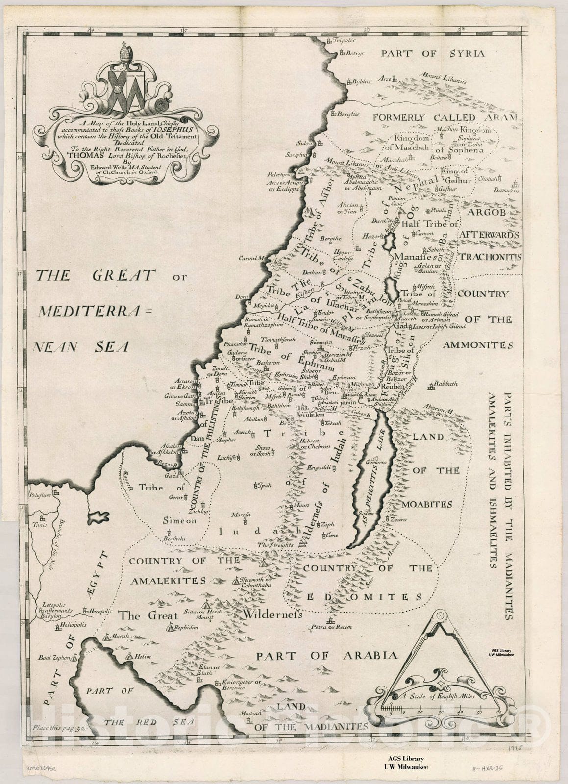 Historic Map : Holy Land Maps #97, A map of the Holy Land : chiefly accommodated to those books of Iosephus which contain the history of the Old Testament , Antique Vintage Reproduction