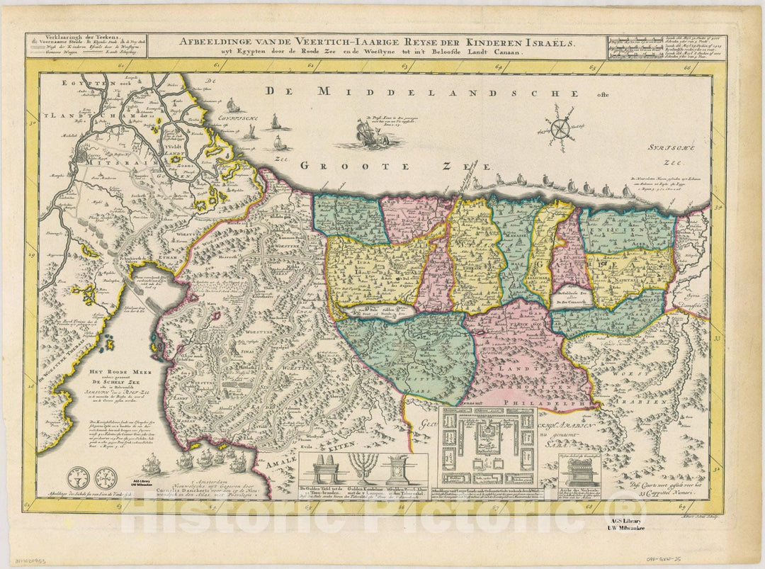 Map : Holy Land Maps #95, Afbeeldinge van de Veertich-Iaarige Reyse der Kinderen Israels uyt Egypten door de Roode Zee en de Woestyne tot in't Beloofde Landt Canaan