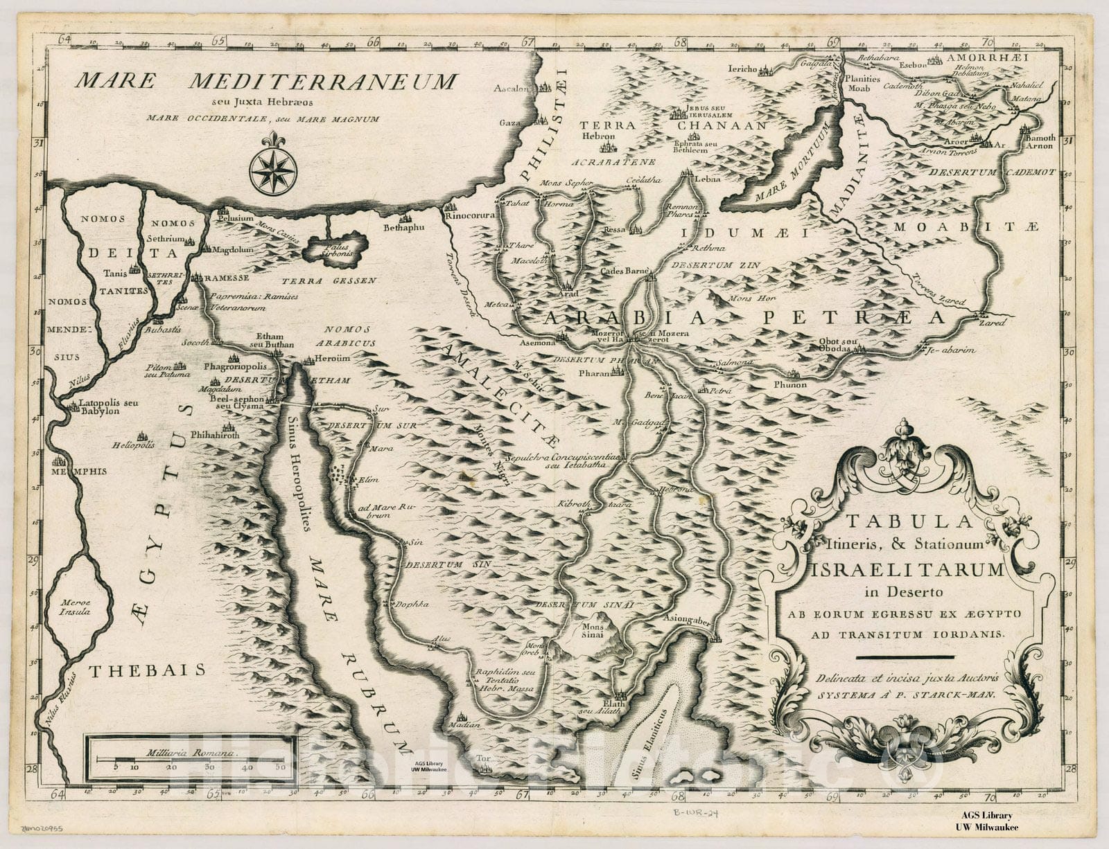 Map : Holy Land Maps #107, Tabula Itineris & Stationum Israelitarum in Deserto ab eorum egressu ex Aegypto ad transitum Iordanis , Antique Vintage Reproduction