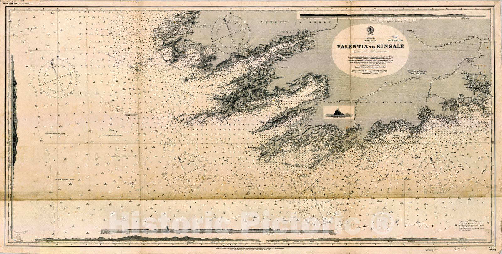 Map : Ireland South Coast 1898 1, Ireland, south coast, Valentia to Kinsale , Antique Vintage Reproduction