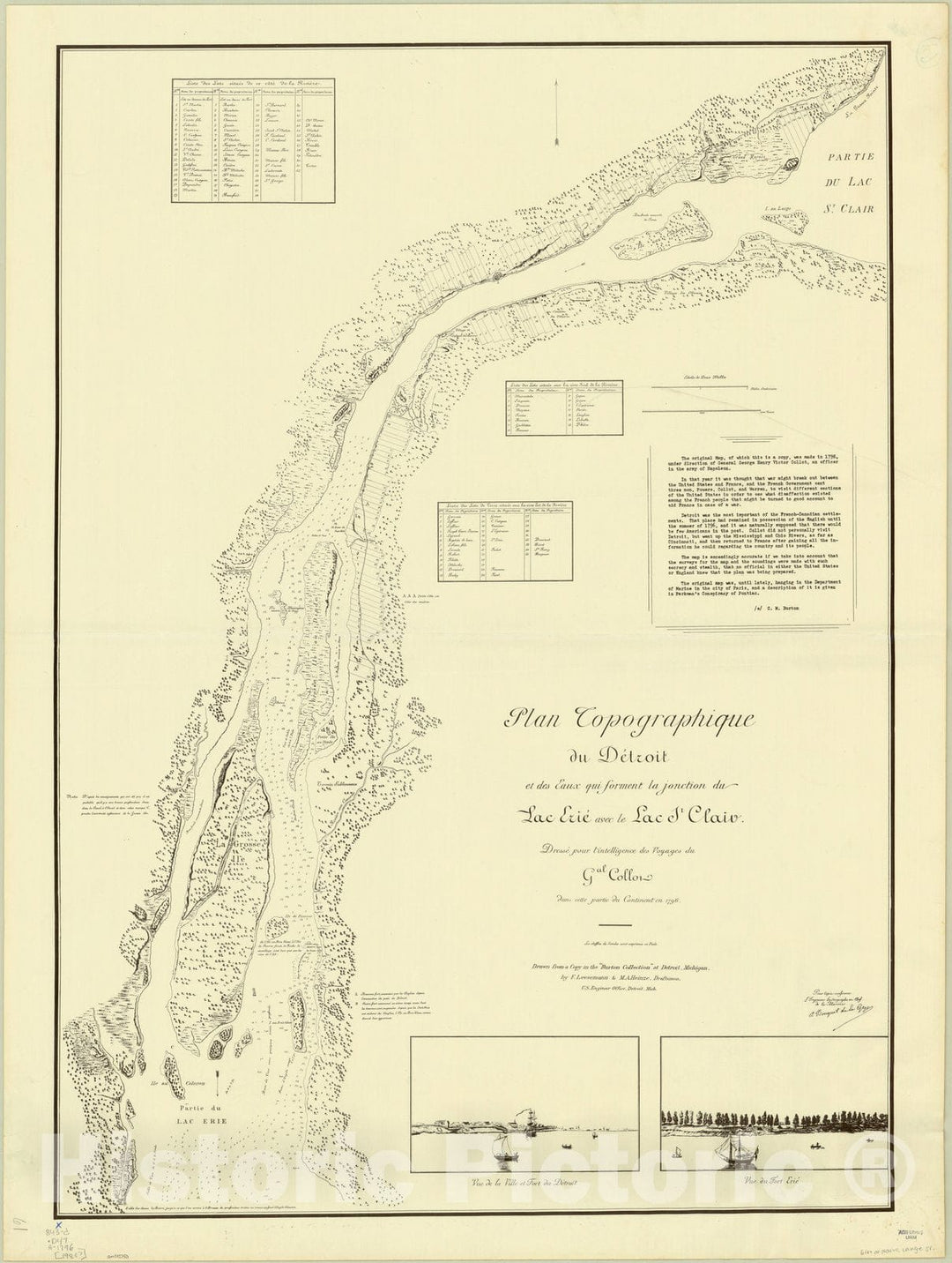 Map : Detroit, Michigan 1796 1983, Antique Vintage Reproduction