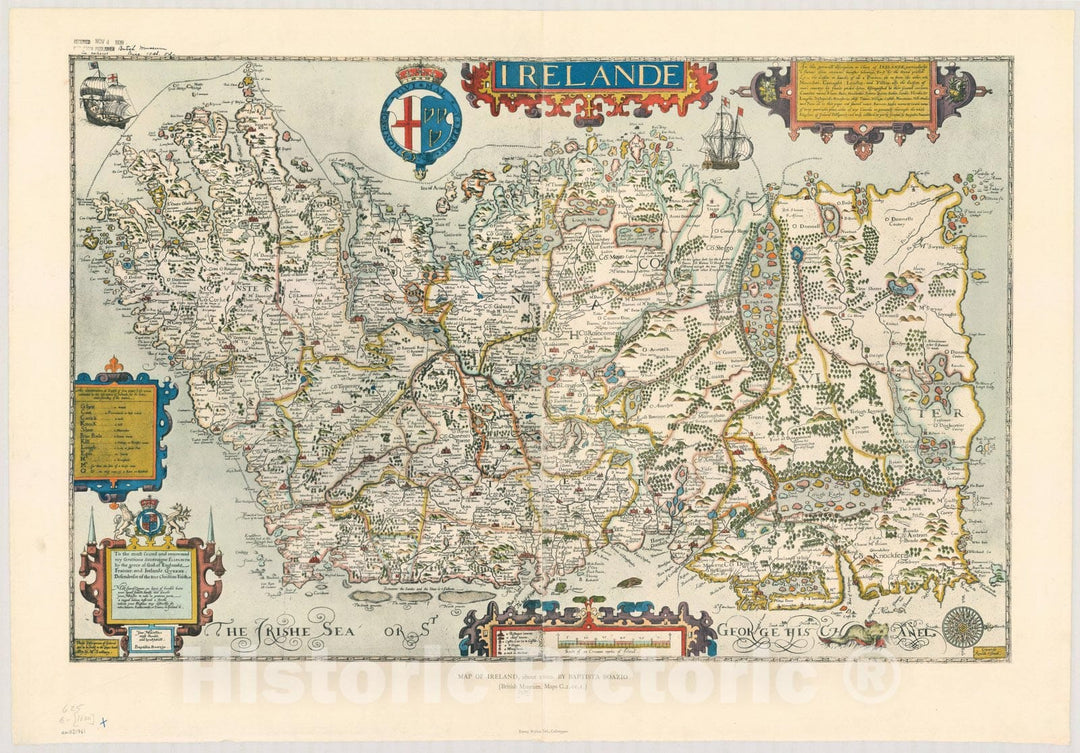 Map : Ireland 1600 1938, Irelande , Antique Vintage Reproduction