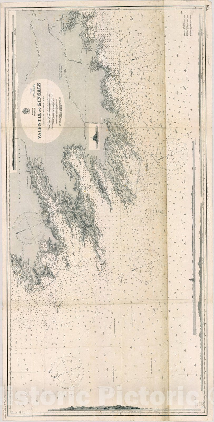 Map : Ireland South Coast 1898 2, Ireland, south coast, Valentia to Kinsale , Antique Vintage Reproduction