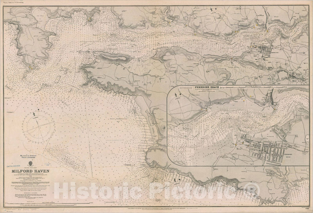 Map : Milford Haven, England 1899, England, West Coast, Milford Haven , Antique Vintage Reproduction