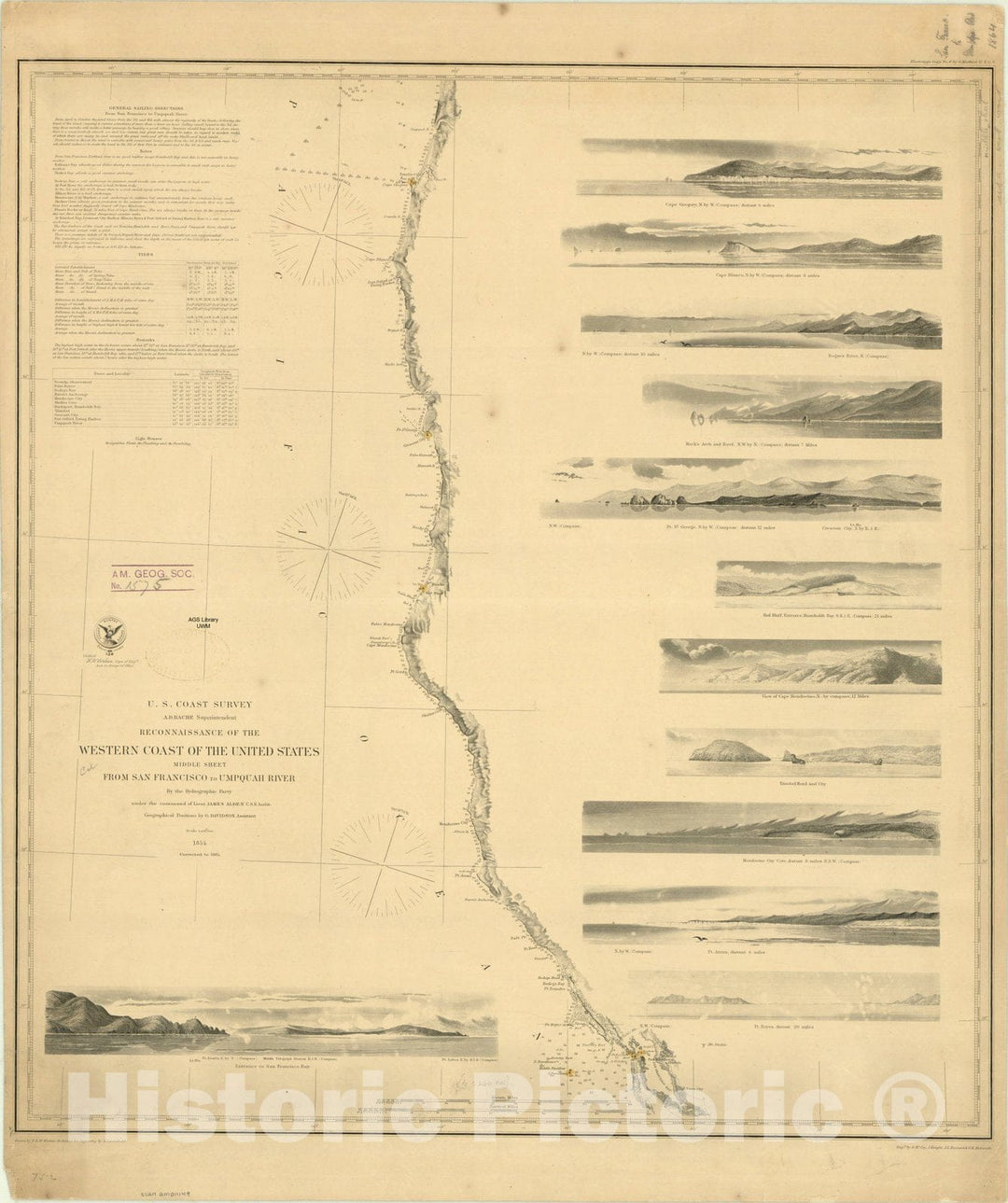 Map : United States West Coast 1864, Reconnaissance of the western coast of the United States : middle sheet : from San Francisco to Umpquah [sic.] River