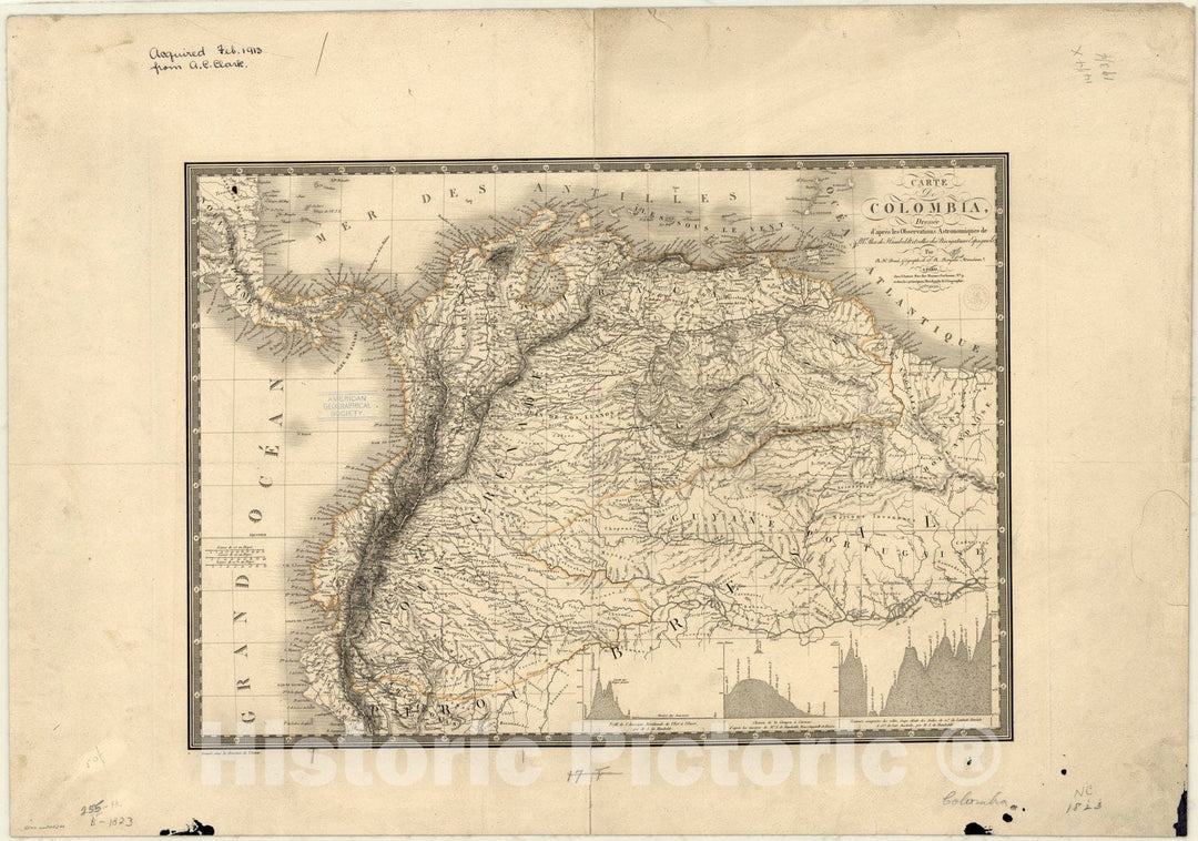 Map : Colombia 1823, Carte de Colombia dresse?e d'apre?s les Observations Astronomiques de Mr. Alex. de Humboldt et celles des Navigateurs Espagnols