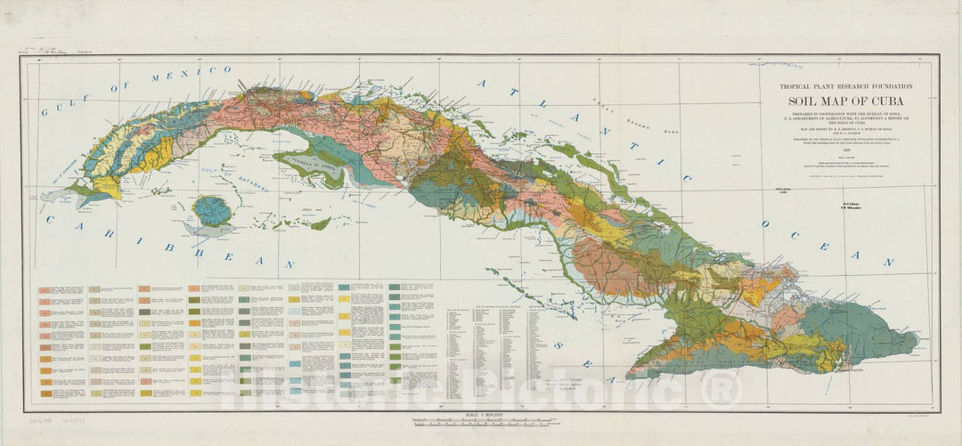 Map : Cuba 1928, Soil map of Cuba : 1928 , Antique Vintage Reproduction