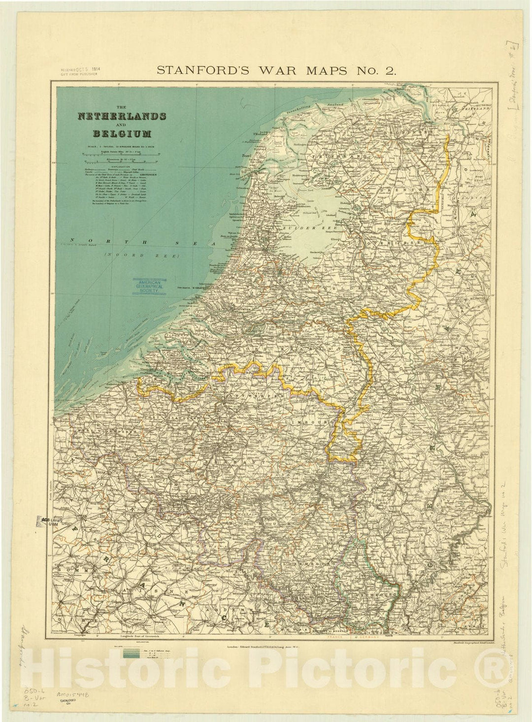 Map : Netherlands 1915 2, The Netherlands and Belgium , Antique Vintage Reproduction