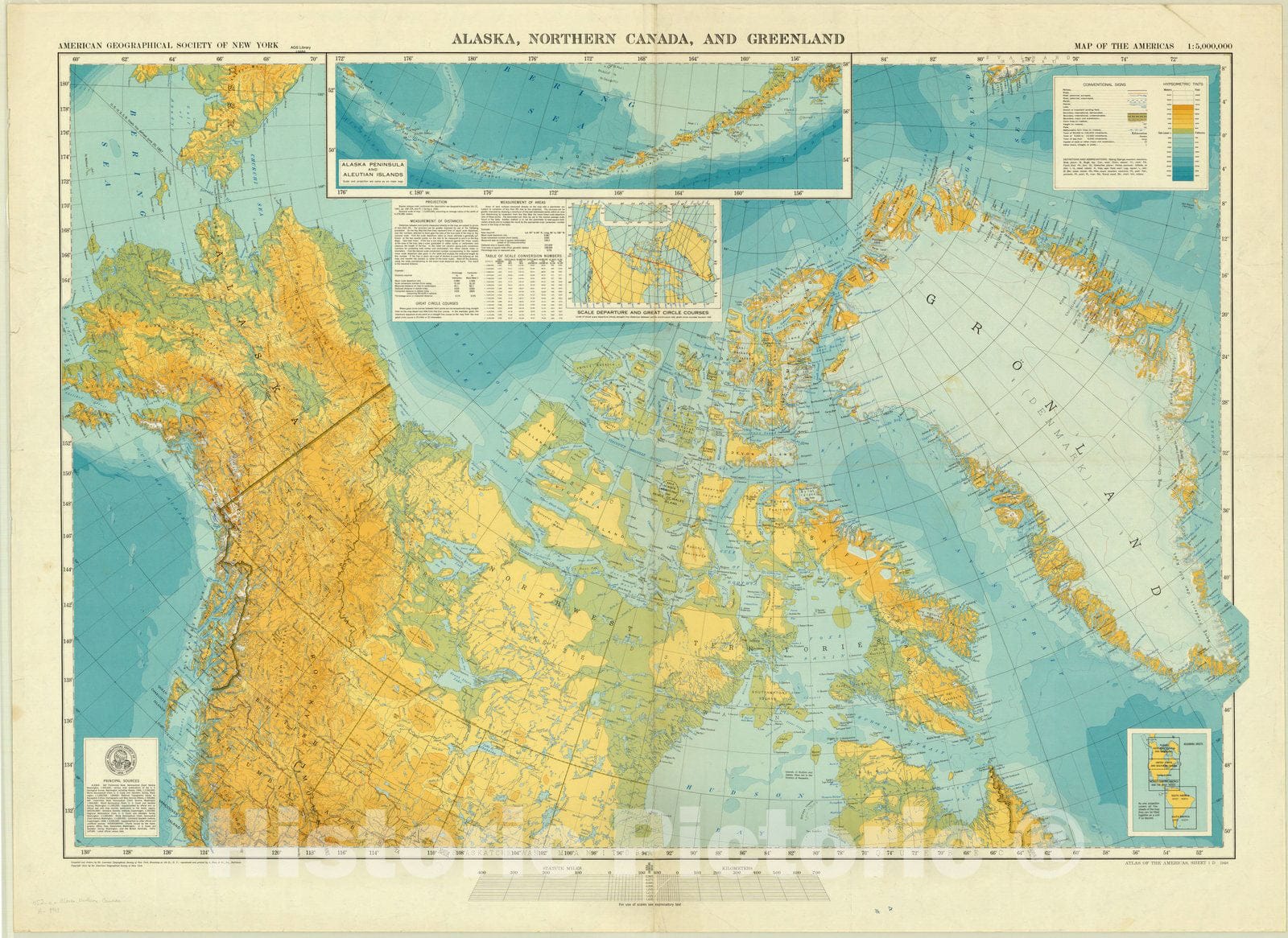 Map : Arctic 1948, Alaska, northern Canada, and Greenland, Antique Vintage Reproduction