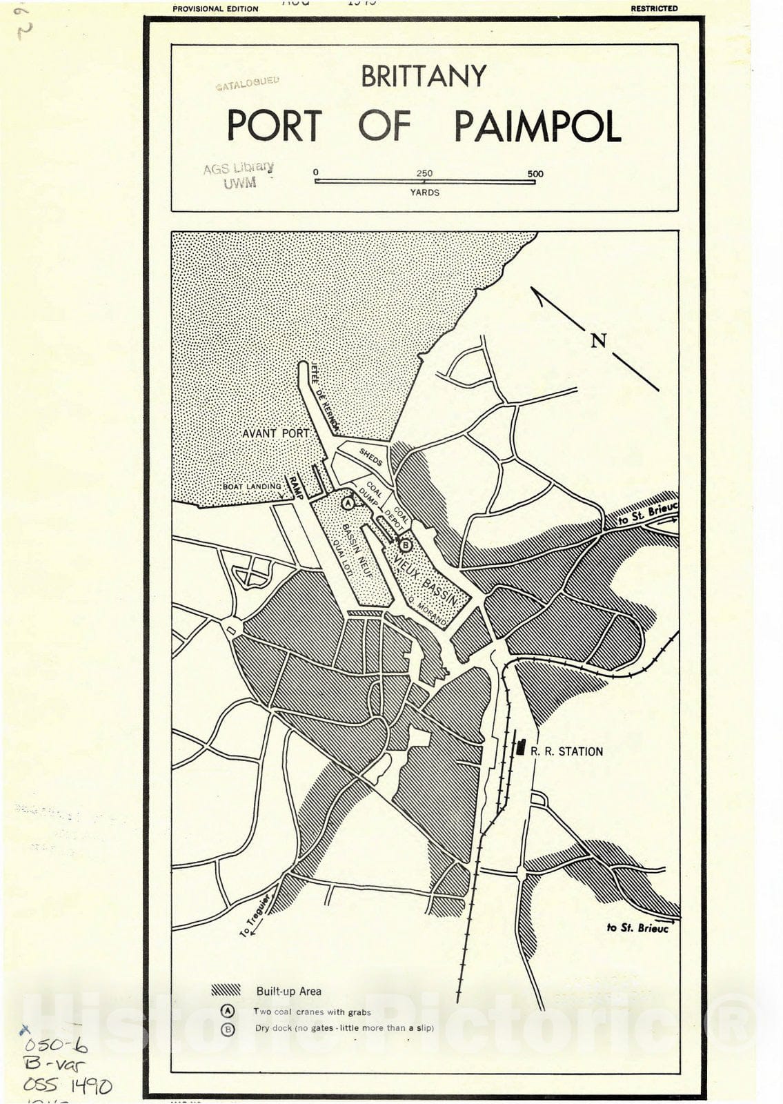 Map : Paimpol, France 1943, Brittany, port of Paimpol , Antique Vintage Reproduction