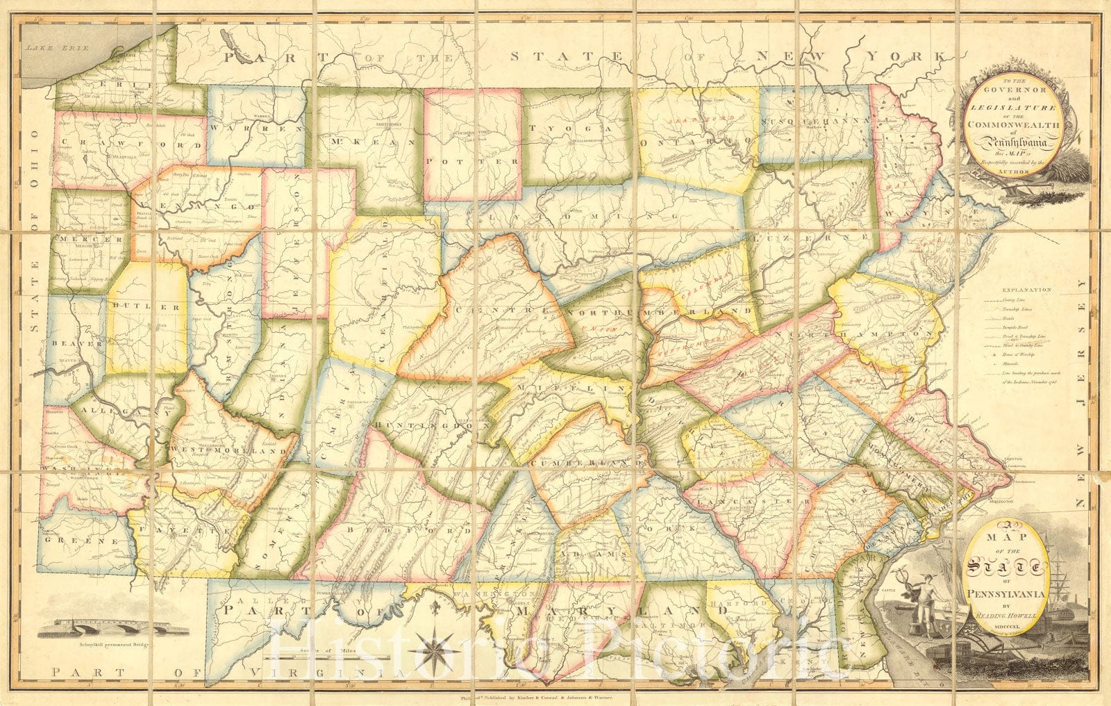 Map : Pennsylvania 1811, A map of the state of Pennsylvania , Antique Vintage Reproduction
