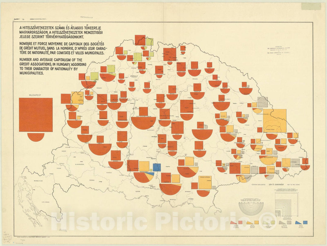 Map : Hungary 1918 52, Antique Vintage Reproduction