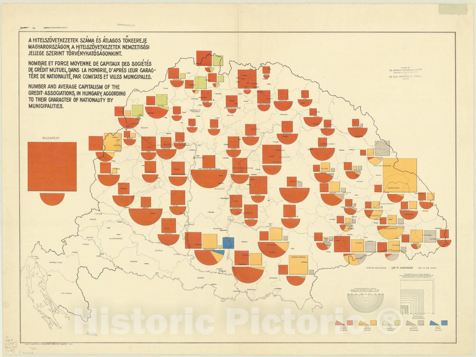 Map : Hungary 1918 52, Antique Vintage Reproduction