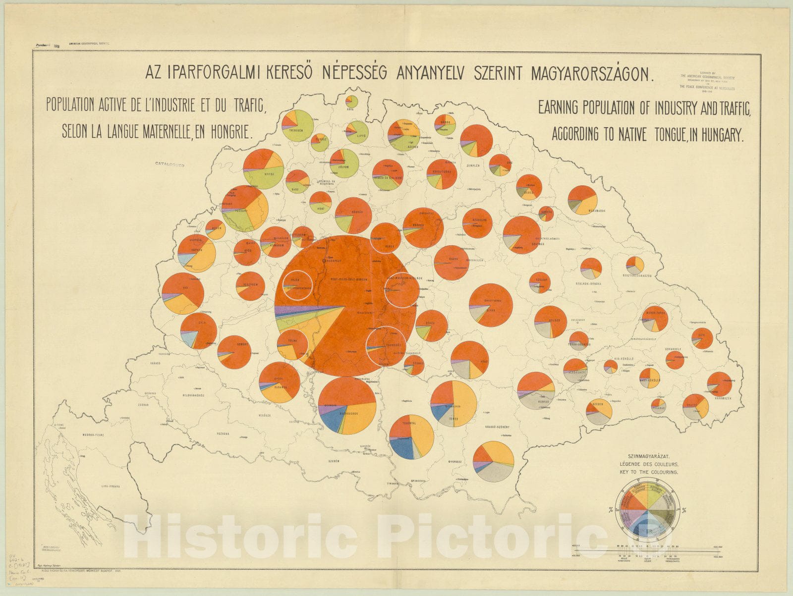 Map : Hungary 1918 1, Antique Vintage Reproduction