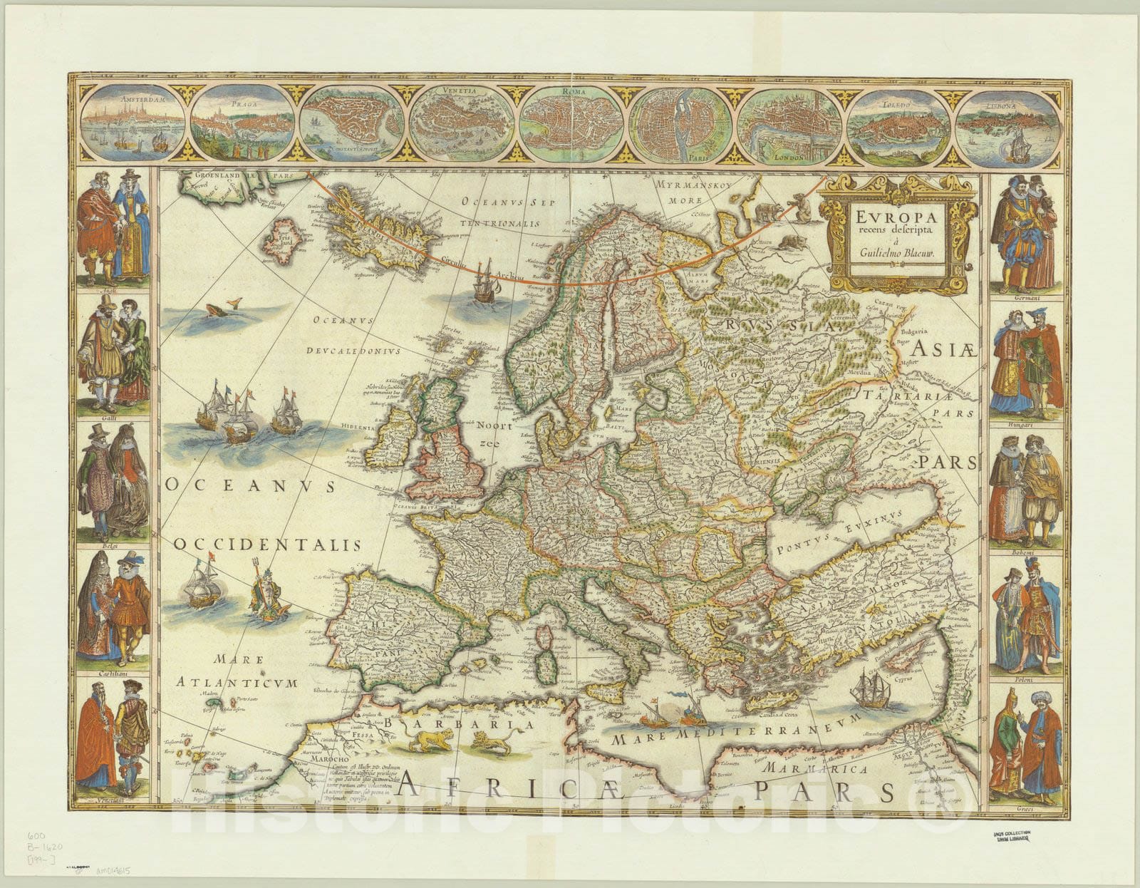 Map : Europe 199-?, Evropa recens descripta a Guilielmo Blaeuw, Antique Vintage Reproduction