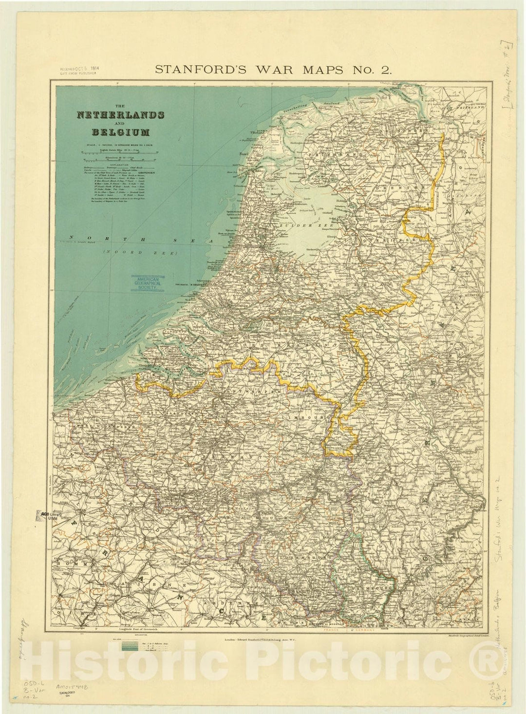 Map : Netherlands 1915 1, The Netherlands and Belgium , Antique Vintage Reproduction