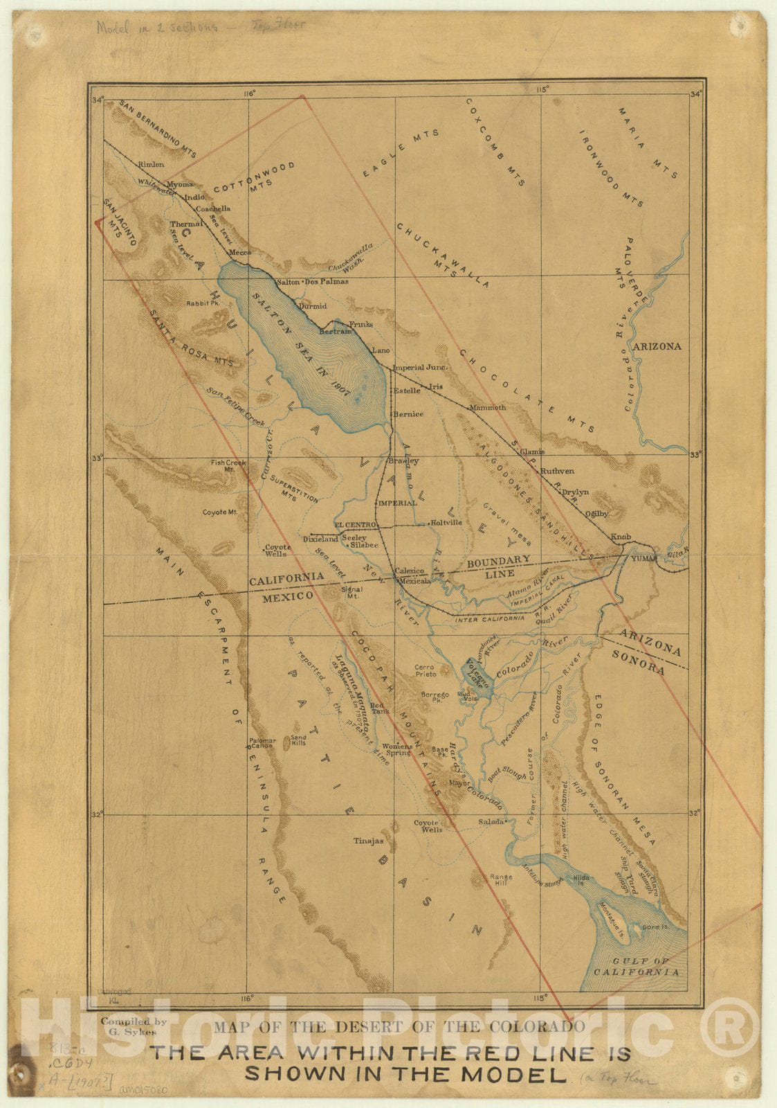 Map : Chile 1907, Map of the desert of the Colorado , Antique Vintage Reproduction