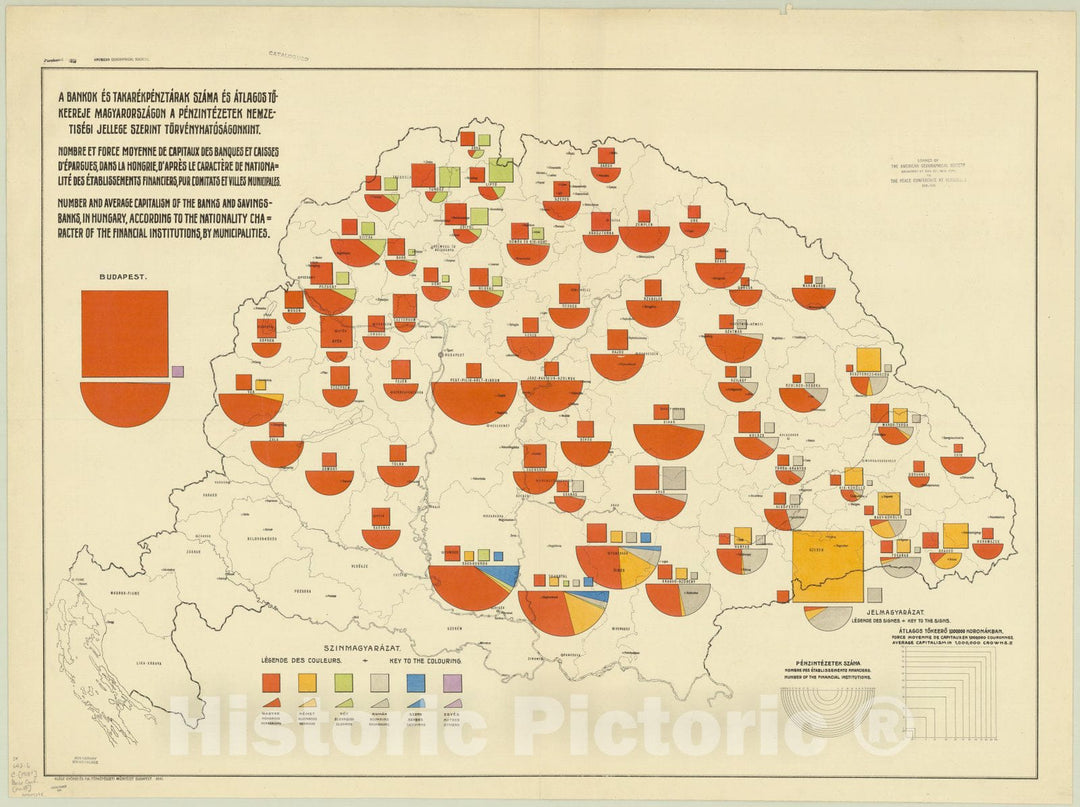 Map : Hungary 1918 55, Antique Vintage Reproduction