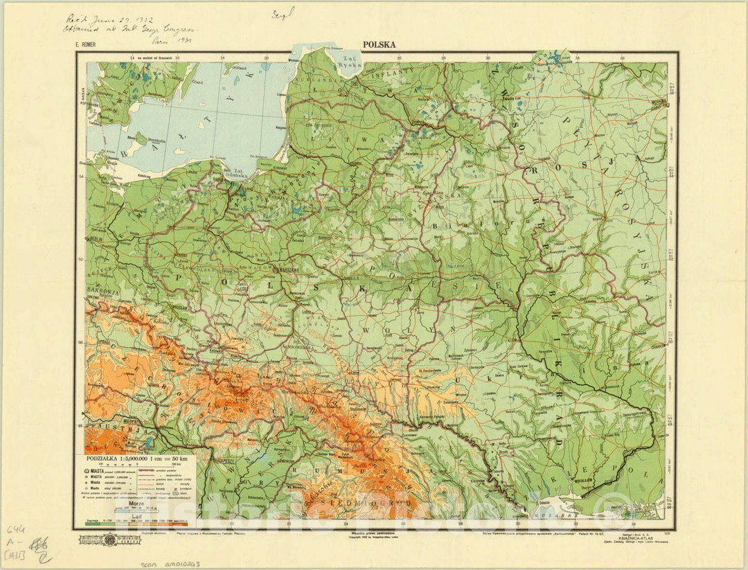 Map : Poland 1931, , Antique Vintage Reproduction