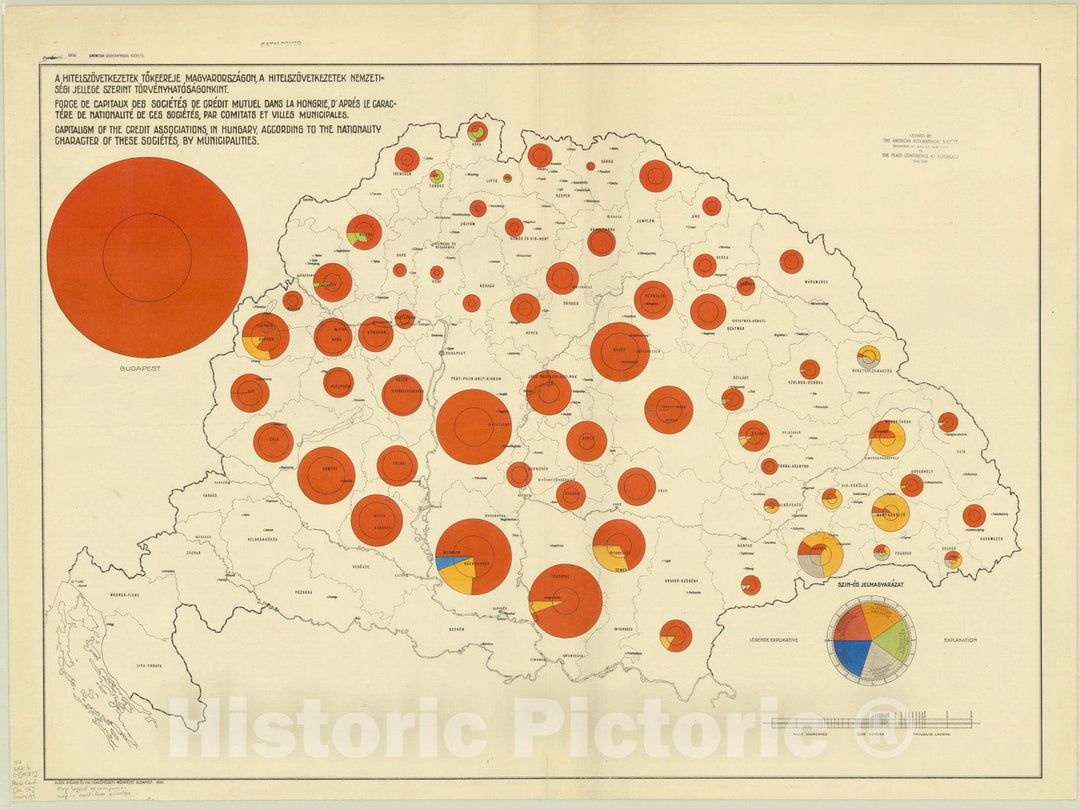 Map : Hungary 1918 56, Antique Vintage Reproduction