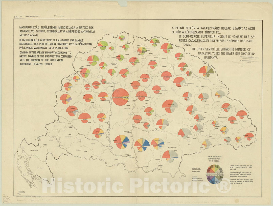 Map : Hungary 1918 23, Antique Vintage Reproduction