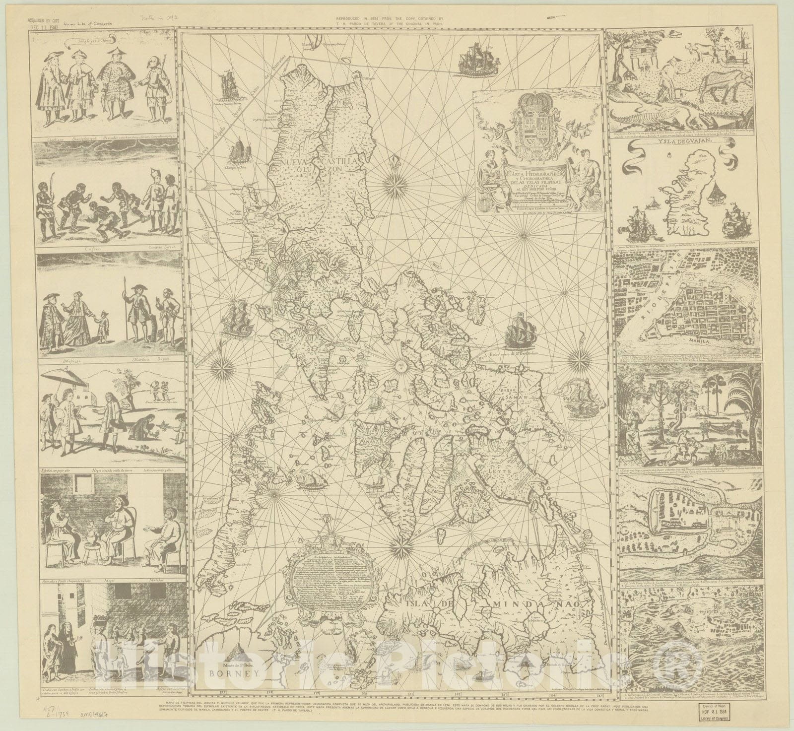 Map : Philippines 1734 1934, Carta hydrographica y chorographica de las yslas Filipinas dedicada al rey ... , Antique Vintage Reproduction