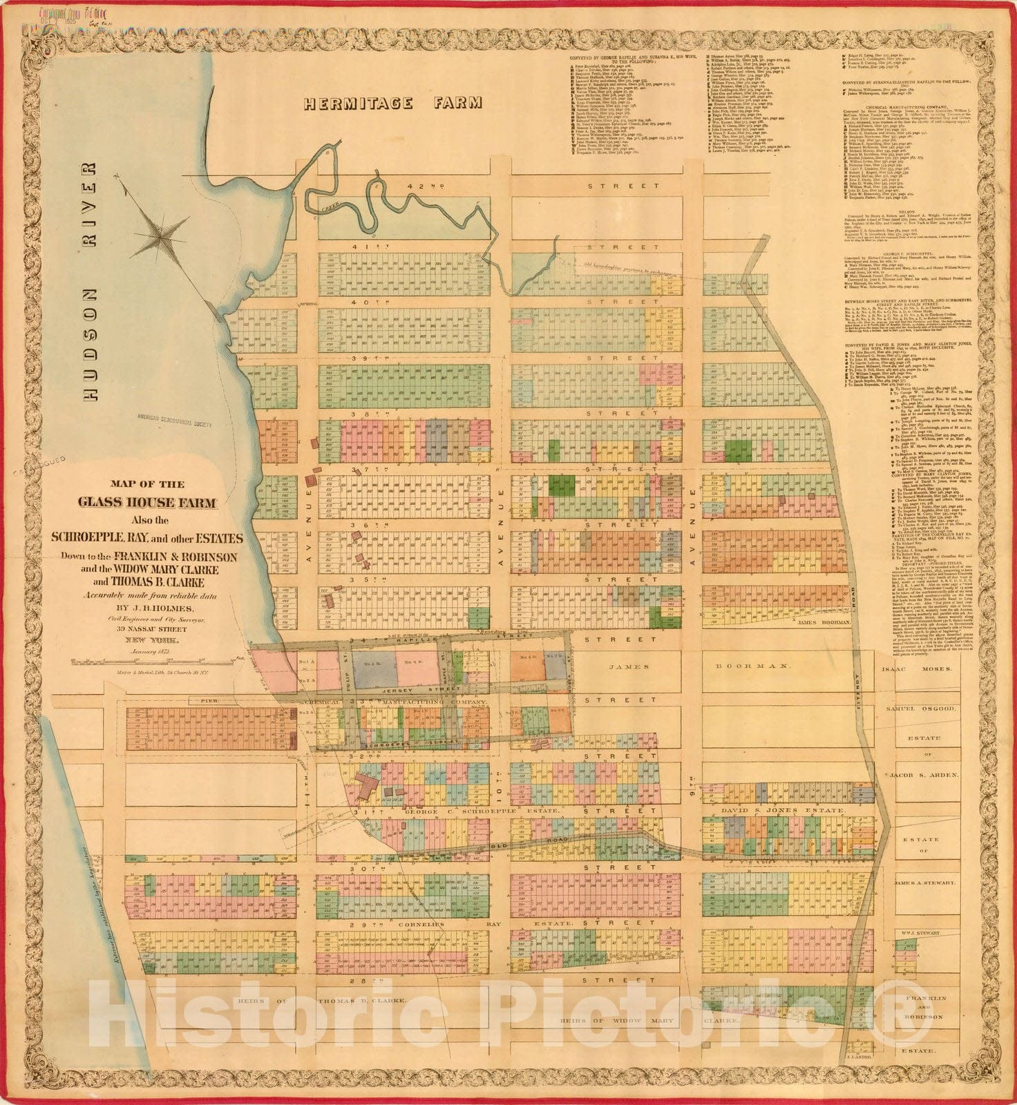 Map : New York City, New York 1873 2, Antique Vintage Reproduction