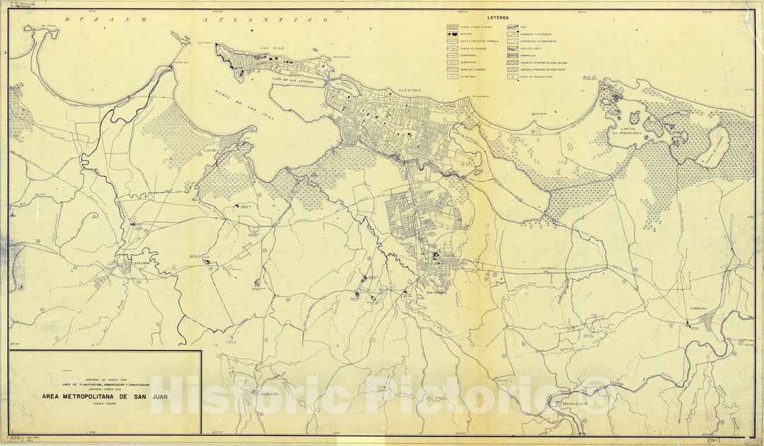 Map : San Juan, Puerto Rico 1948, Area metropolitana de San Juan , Antique Vintage Reproduction