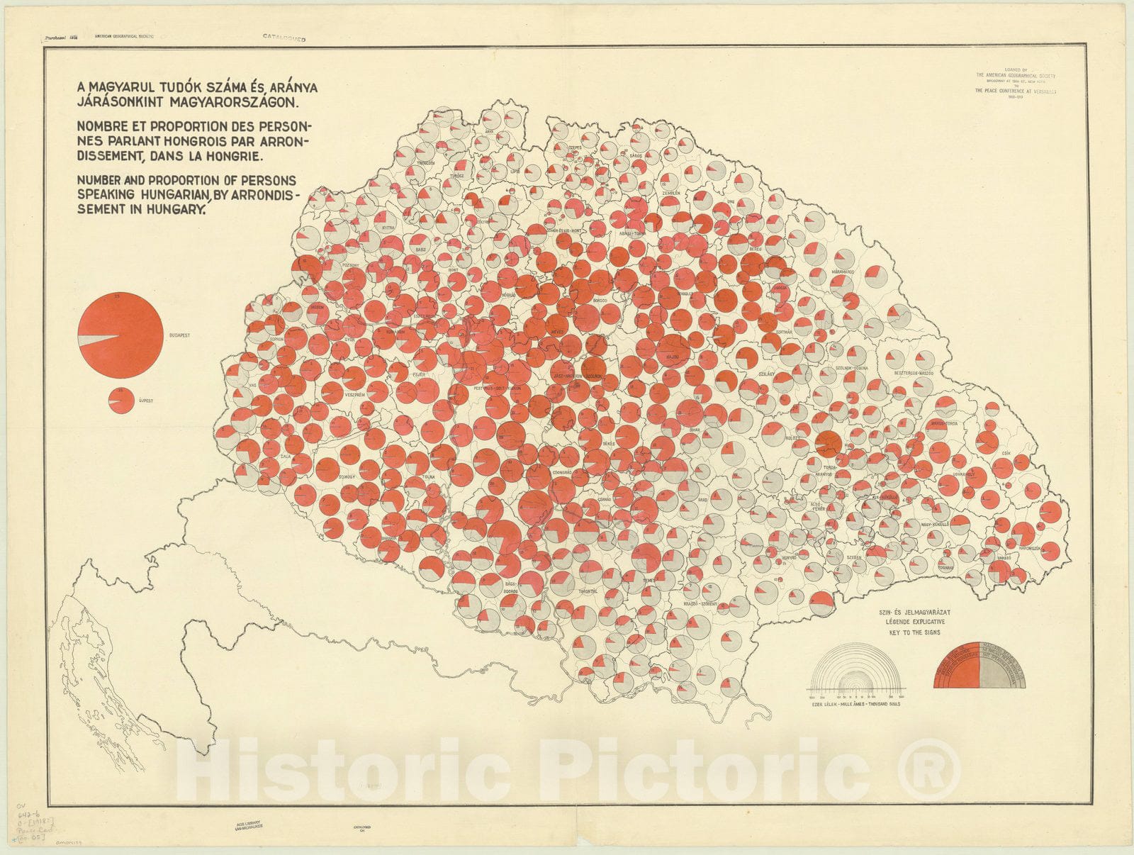 Map : Hungary 1918 57, Antique Vintage Reproduction