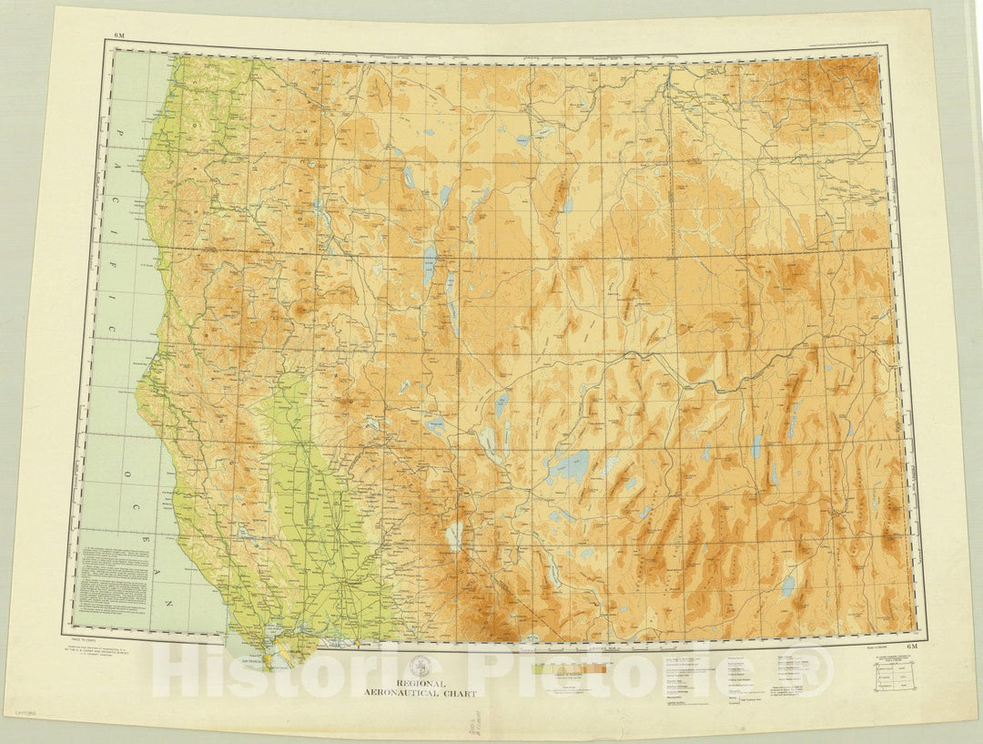 Map : United States 1938, Regional aeronautical chart , Antique Vintage Reproduction