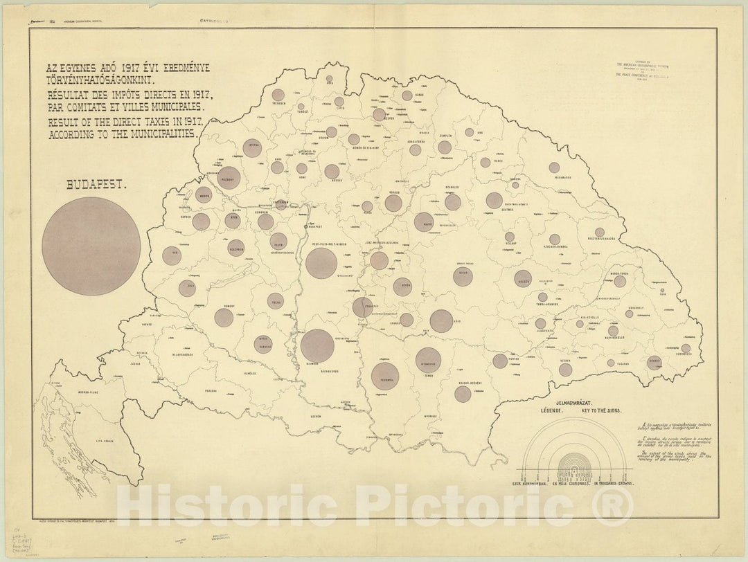 Map : Hungary 1918 58, Antique Vintage Reproduction