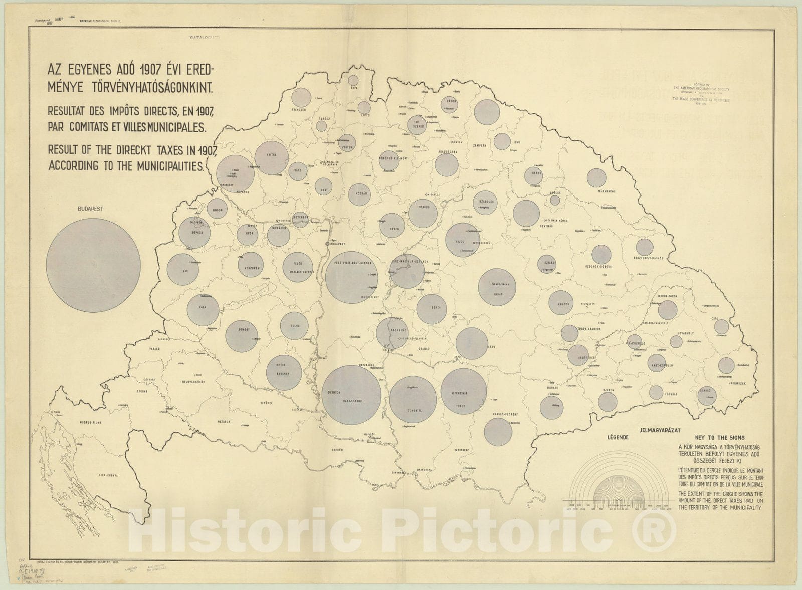 Map : Hungary 1918 60, Antique Vintage Reproduction