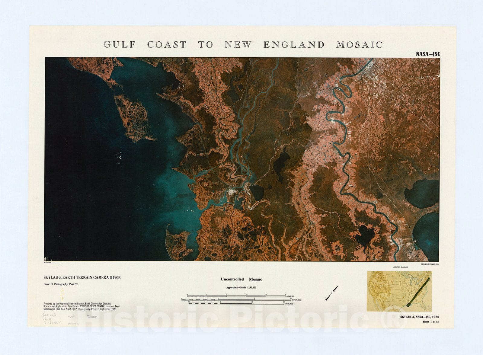 Map : Gulf Coast to New England mosaic 1974 1, Gulf Coast to New England mosaic , Antique Vintage Reproduction