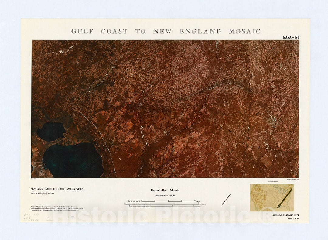 Map : Gulf Coast to New England mosaic 1974 7, Gulf Coast to New England mosaic , Antique Vintage Reproduction