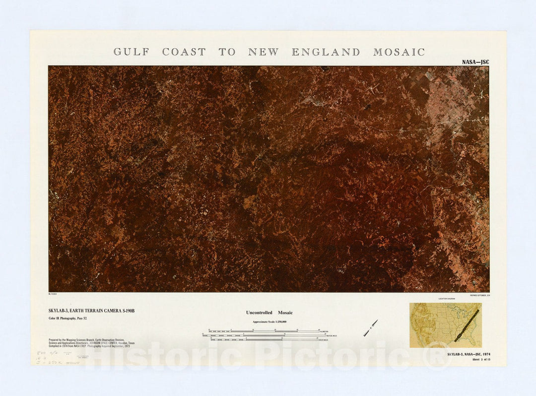 Map : Gulf Coast to New England mosaic 1974 8, Gulf Coast to New England mosaic , Antique Vintage Reproduction